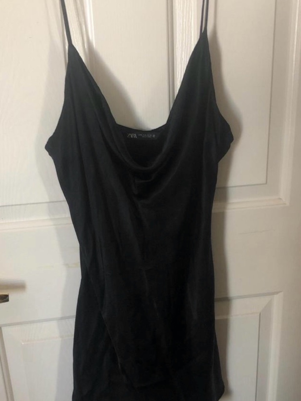 Zara Classic Black Cowl Neck Slip Dress
